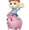 Boy sitting on pig