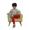 Boy sitting on sofa chair