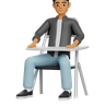 boy sitting pose 3d illustration