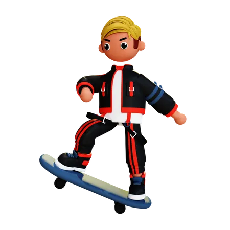 Boy skateboarding 3D Illustration