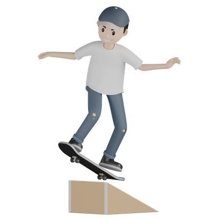 Boy skateboarding On Ramp  3D Icon