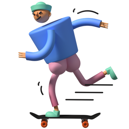 Boy Skating on skateboard  3D Emoji