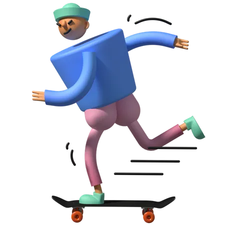 Boy Skating on skateboard  3D Emoji