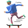 3d skating on skateboard