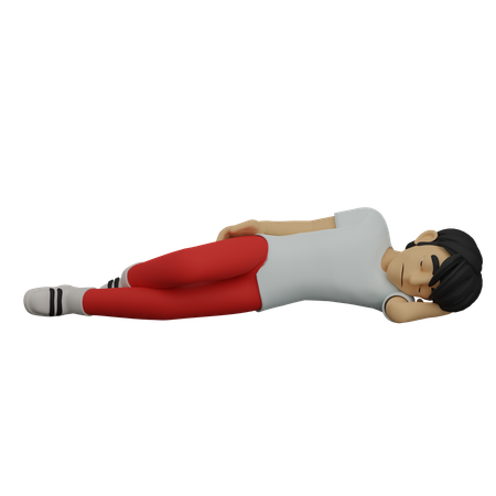 Boy sleeping on floor  3D Icon