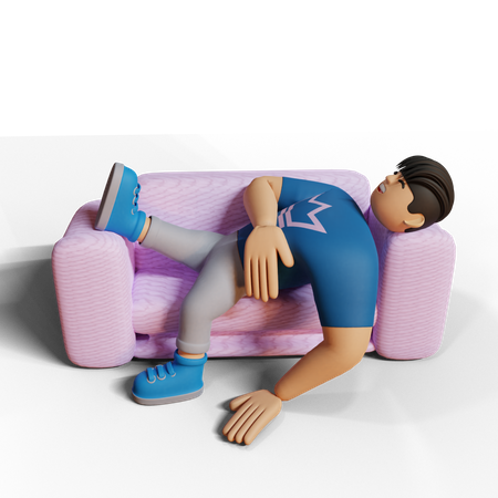 Boy sleeping on sofa  3D Illustration