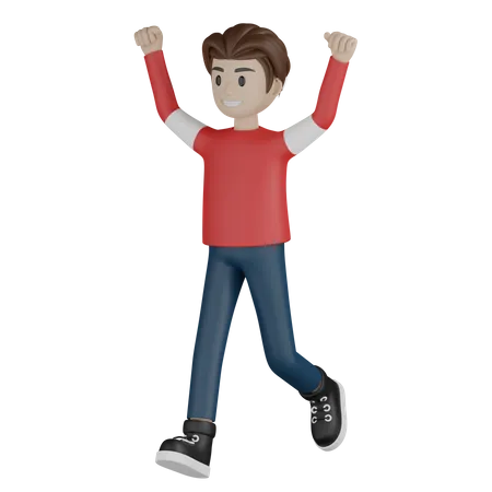Boy Sport Supporter running and cheering success  3D Icon