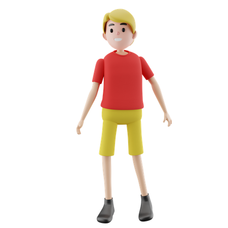 Boy Standing  3D Illustration