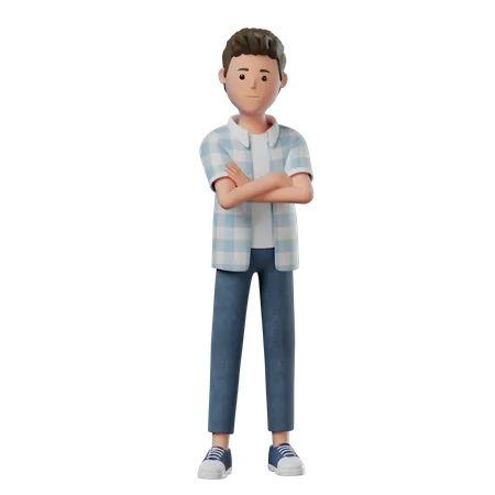 Boy Standing Confident  3D Illustration