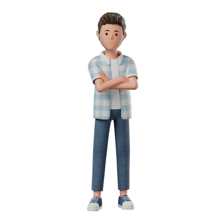 Boy Standing Confident  3D Illustration