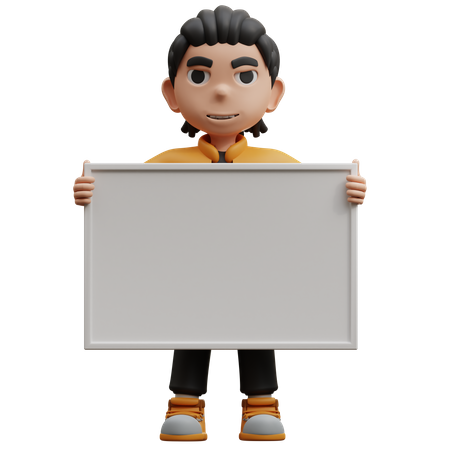 Boy Standing Holding Board  3D Icon