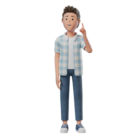 Boy Standing Idea  3D Illustration