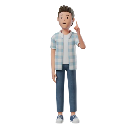 Boy Standing Idea  3D Illustration