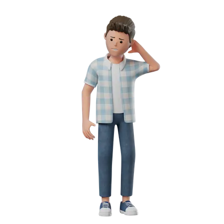 Boy Standing Shy  3D Illustration