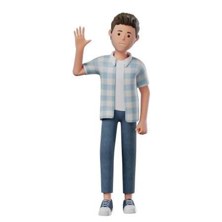 Boy Standing Waving  3D Illustration