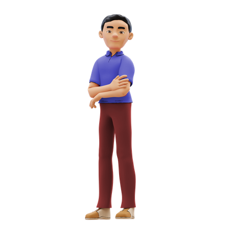 Boy standing with folded arms  3D Icon