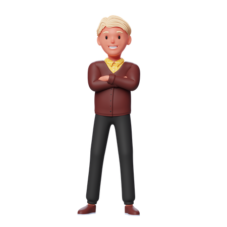 Boy Standing with folded hands  3D Illustration