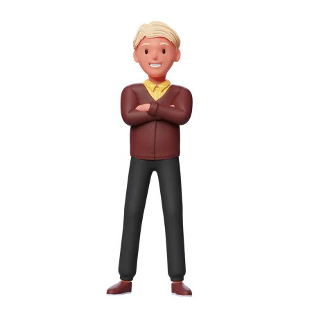 Boy Standing with folded hands  3D Illustration