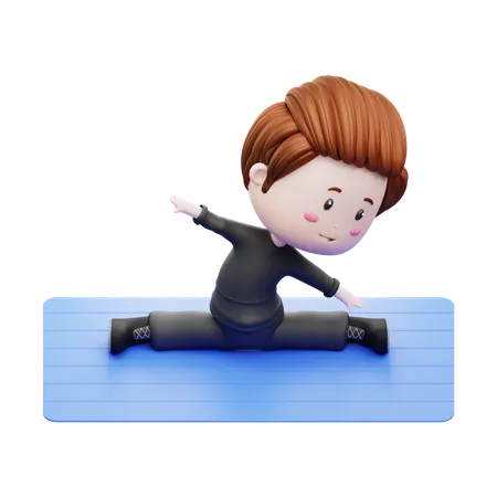 Boy Stretching Body In Gym  3D Illustration