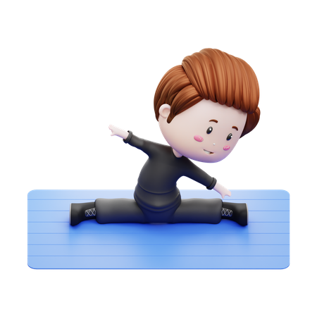Boy Stretching Body In Gym  3D Illustration