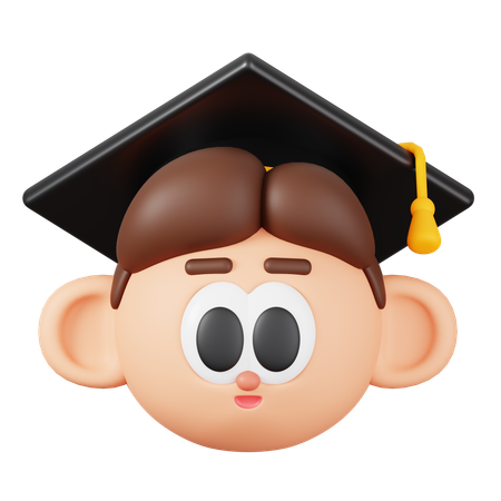 Boy Student Head  3D Illustration