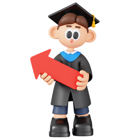 Boy Student Holding Arrow  3D Illustration