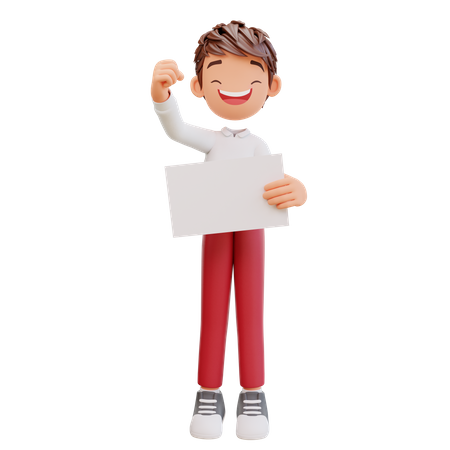 Boy Student Holding Blank Paper 3D Icon