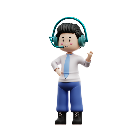 Boy Student Listening Music  3D Illustration