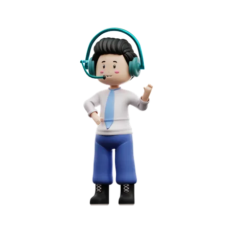 Boy Student Listening Music  3D Illustration