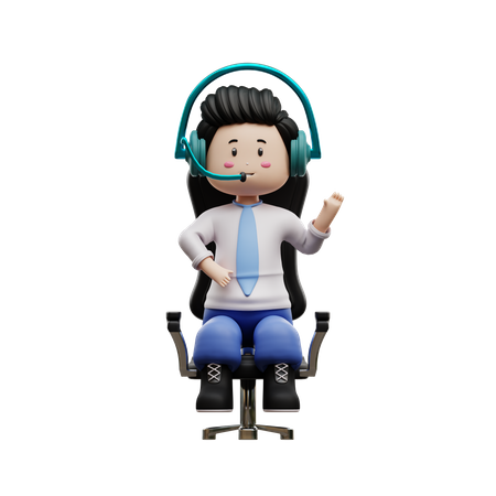 Boy Student Listening Music  3D Illustration