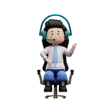 Boy Student Listening Music  3D Illustration