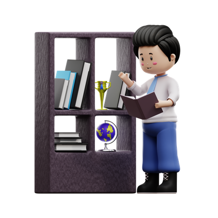 Boy Student Reading Book  3D Icon