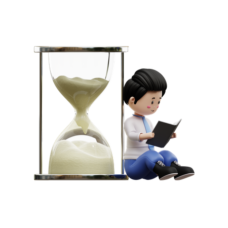 Boy Student Reading Book  3D Icon