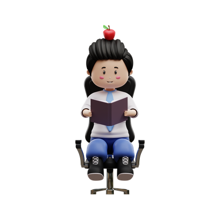 Boy Student Reading Book  3D Icon