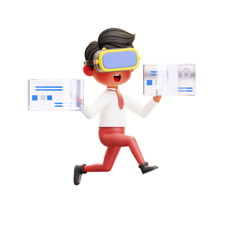 Boy Student Using Metaverse  3D Illustration