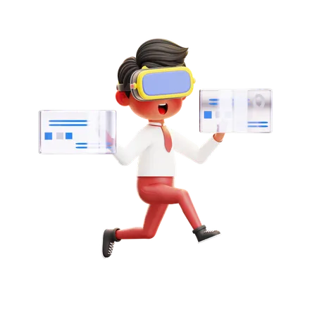 Boy Student Using Metaverse  3D Illustration