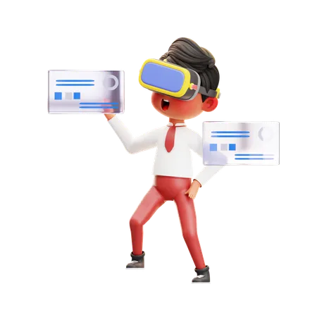 Boy Student Using Metaverse  3D Illustration