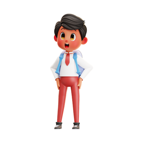 Boy Student Wearing A Bag  3D Illustration