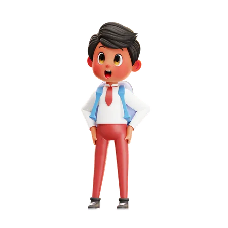 Boy Student Wearing A Bag  3D Illustration