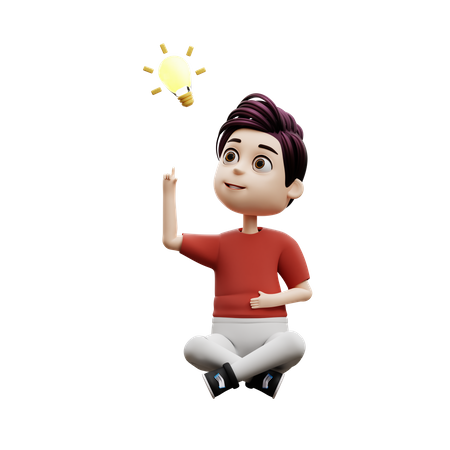 Boy Student With An Idea  3D Illustration