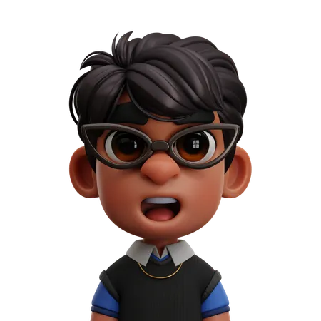 BOY STUDENT WITH GLASSES STYLIST  3D Icon