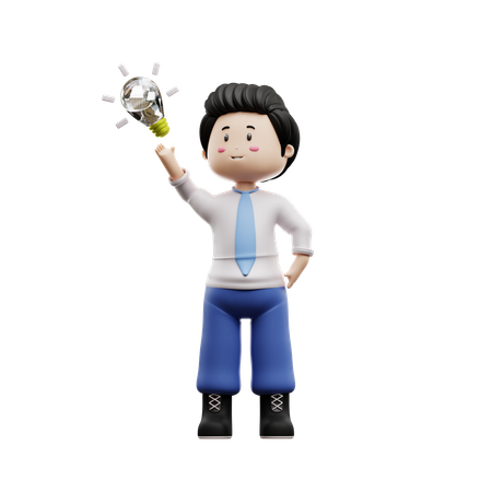 Boy Student With Idea  3D Icon