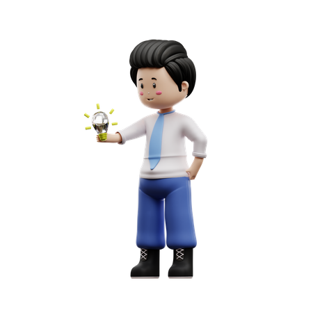 Boy Student With Idea  3D Icon