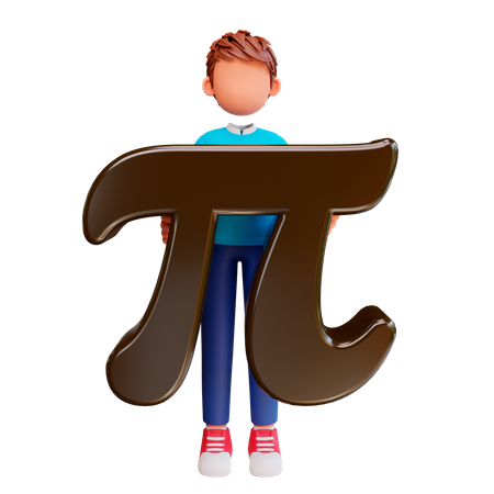 Boy Studying Pi  3D Illustration