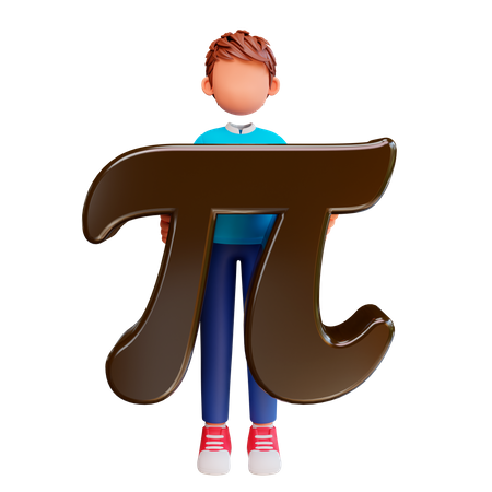 Boy Studying Pi 3D Illustration