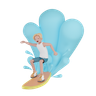boy surfing on water 3d images