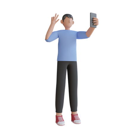 Boy Taking A Selfie  3D Illustration