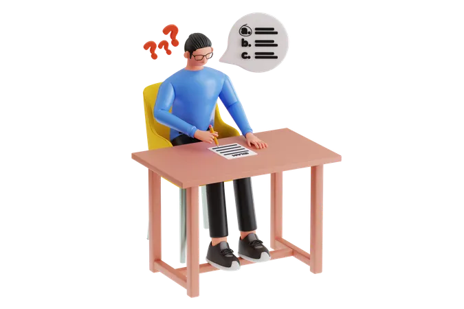 Boy Taking Exams  3D Illustration