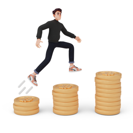 Boy taking financial profit  3D Illustration