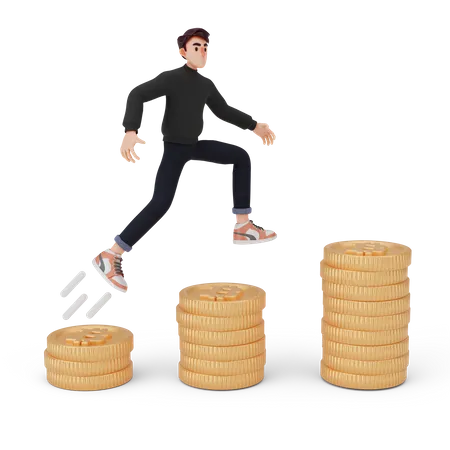 Boy taking financial profit  3D Illustration
